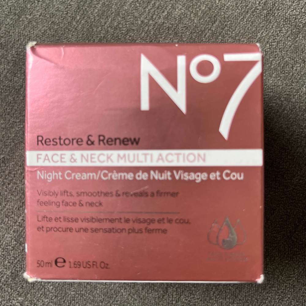 No7 Restore & Renew Face & Neck Multi Action Night Cream 1.69oz NEW